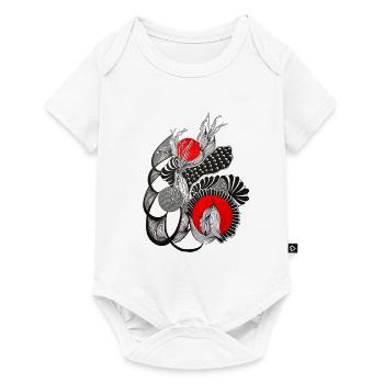 Monochrome flower circles with red - Baby Premium short-sleeve bodysuit - white - Front