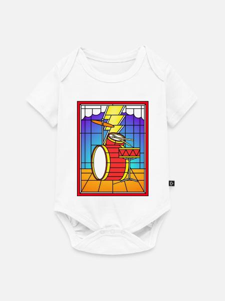 Buntglas-Schlagzeug Set - Baby Premium Kurzarmbody - Weiß