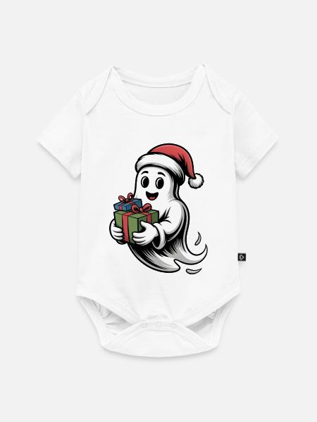 Weihnachtsgeist mit Geschenk - Baby Premium Kurzarmbody - Weiß