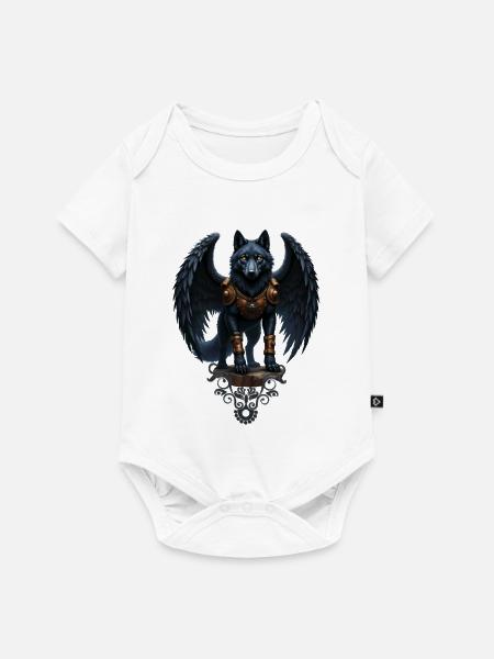 Geflügelter Wolf mit Fantasie bewaffnet - Baby Premium Kurzarmbody - Weiß