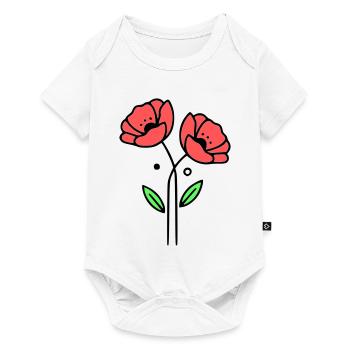 Poppy-Poppies-Minimalist-Line-Art-5 - Baby Premium short-sleeve bodysuit - white - Front