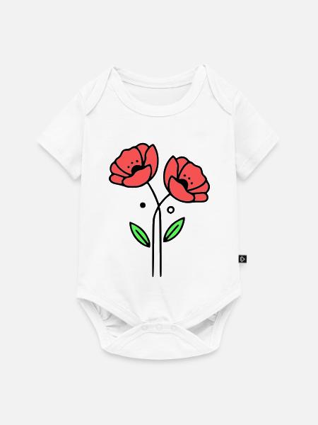 mohnblume-mohnblumen-minimalistisch-line-art-5 - Baby Premium Kurzarmbody - Weiß