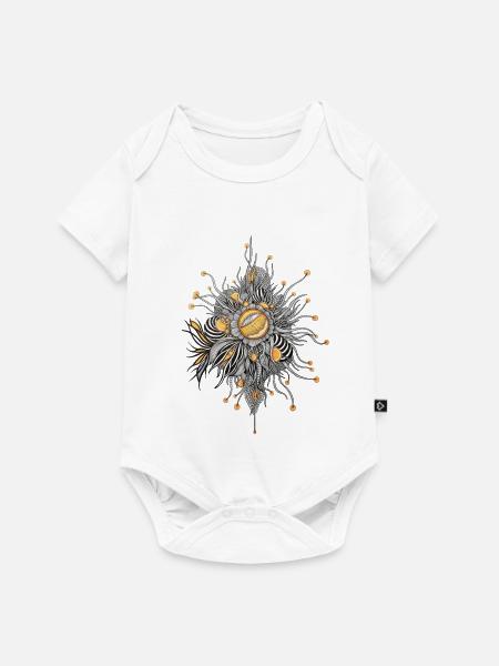 Ornamentale Sonnenblumen-Dahlie - Baby Premium Kurzarmbody - Weiß