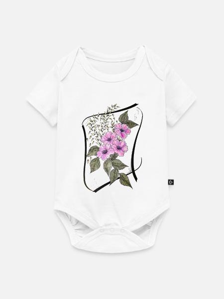 Blütenranken Korsett - Baby Premium Kurzarmbody - Weiß