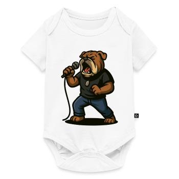 Chanteur de rock bouledogue avec art du microphone - Body à manches courtes Premium Bébé - blanc - Devant