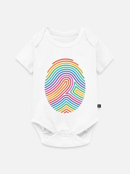 Regenbogen Fingerabdruck Muster - Baby Premium Kurzarmbody - Weiß