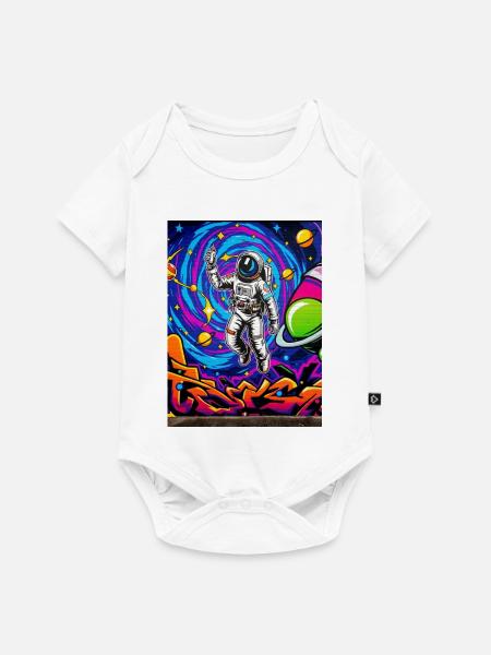 Astronaut im Graffiti-Universum - Baby Premium Kurzarmbody - Weiß