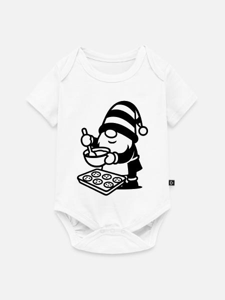 wichtel zwerg backen kekse plätzchen - Baby Premium Kurzarmbody - Weiß