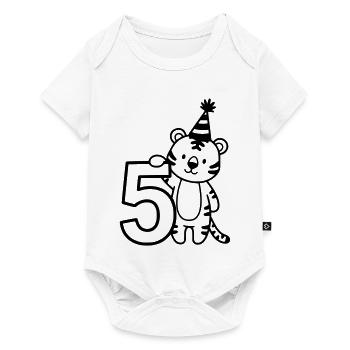 Party Tiger with Number 5 Cartoon Illustration - Baby Premium short-sleeve bodysuit - white - Front