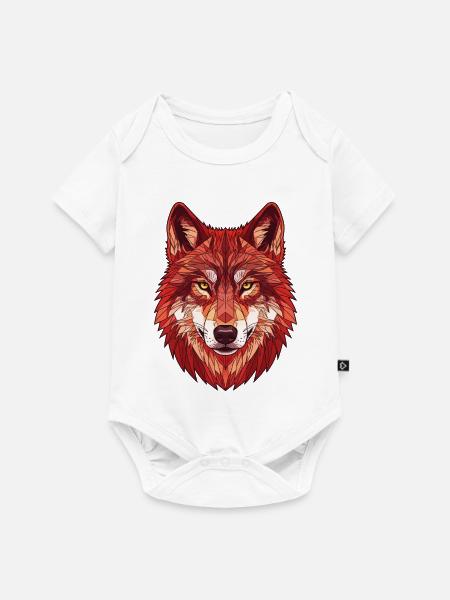 Geometrischer roter Wolf - Baby Premium Kurzarmbody - Weiß