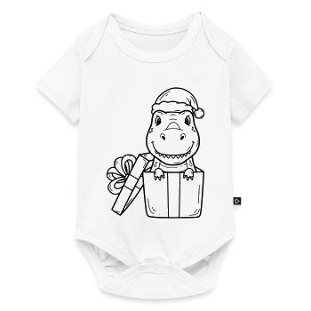 Joyeux Dino en cadeau – Tirage de Noël - Body à manches courtes Premium Bébé - blanc - Devant