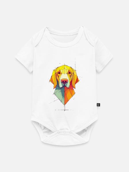 Geometrischer Hundeporträt - Baby Premium Kurzarmbody - Weiß