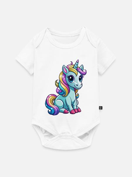 Sitzendes Einhorn - Baby Premium Kurzarmbody - Weiß