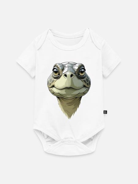 Lustiger Schildkrötenkopf - Baby Premium Kurzarmbody - Weiß