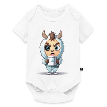 Hoodie Monster with Coffee Mug - Baby Premium short-sleeve bodysuit - white - Front
