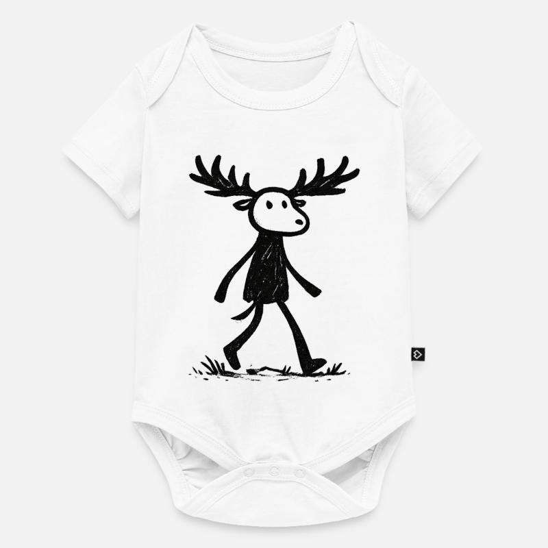 Moose Silhouette im Wald - Baby Premium Kurzarmbody - Weiß