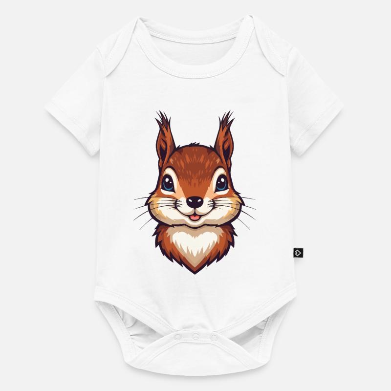 Tête d’écureuil mignonne - Body à manches courtes Premium Bébé - blanc