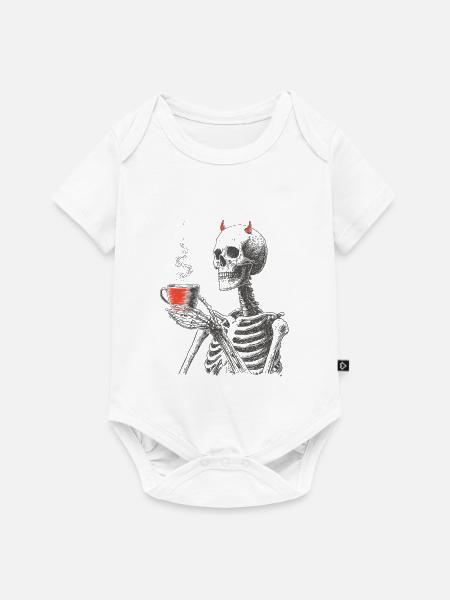 Teuflisches Kaffee-Skelett - Baby Premium Kurzarmbody - Weiß