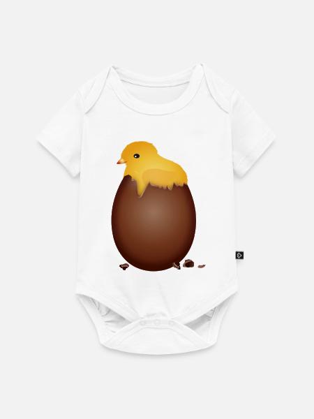Schokoladen-Osterei mit süßem Küken - Baby Premium Kurzarmbody - Weiß