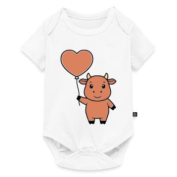 Cute Cow Heart Balloon Love Vector - Baby Premium short-sleeve bodysuit - white - Front