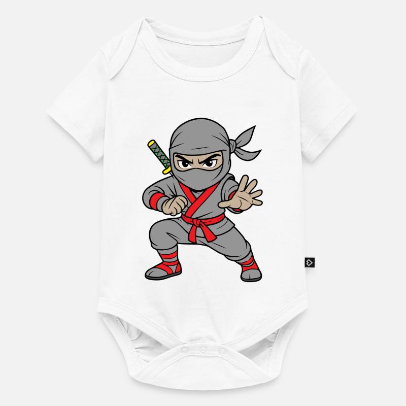 Ninja Gris Guerrier de l’Ombre - Body à manches courtes Premium Bébé - blanc