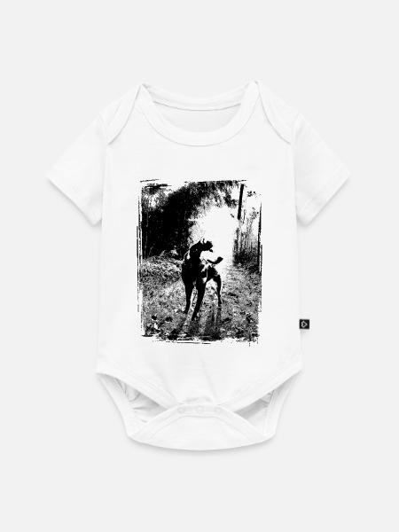 Nachtwald Hundemotiv - Baby Premium Kurzarmbody - Weiß