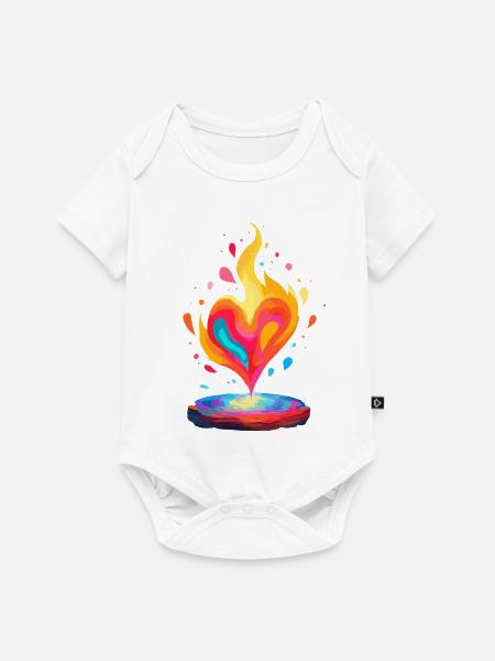 Lebendiges Flammenherz Kunstdruck - Baby Premium Kurzarmbody - Weiß