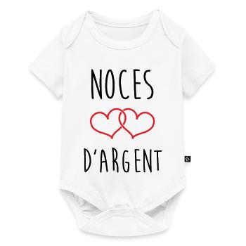 noces d'argent 25 ans d'amour - Body à manches courtes Premium Bébé - blanc - Devant