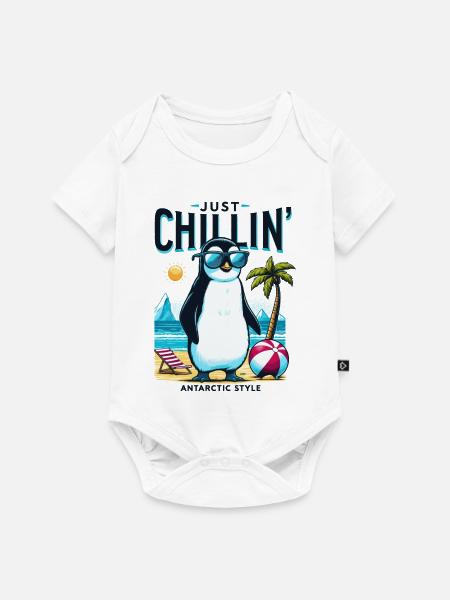 Antarktischer Strand-Pinguin mit Sonnenbrille - Baby Premium Kurzarmbody - Weiß