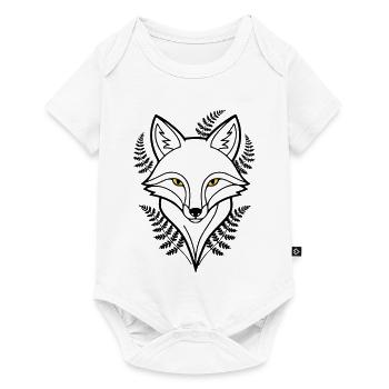 Fox Head Fern Leaves Tattoo - Baby Premium short-sleeve bodysuit - white - Front