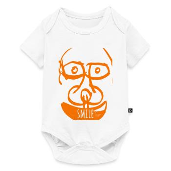 Orange Laughing Face Abstract Smile Art - Baby Premium short-sleeve bodysuit - white - Front