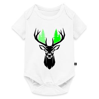 Deer Head Fir Trees Natural Green - Baby Premium short-sleeve bodysuit - white - Front