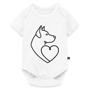 Dessin en ligne de cœur de Husky Shepherd - Body à manches courtes Premium Bébé - blanc - Devant