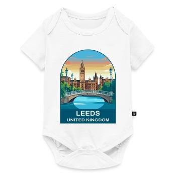 Leeds Skyline UK Yorkshire Travel Illustration - Baby Premium short-sleeve bodysuit - white - Front