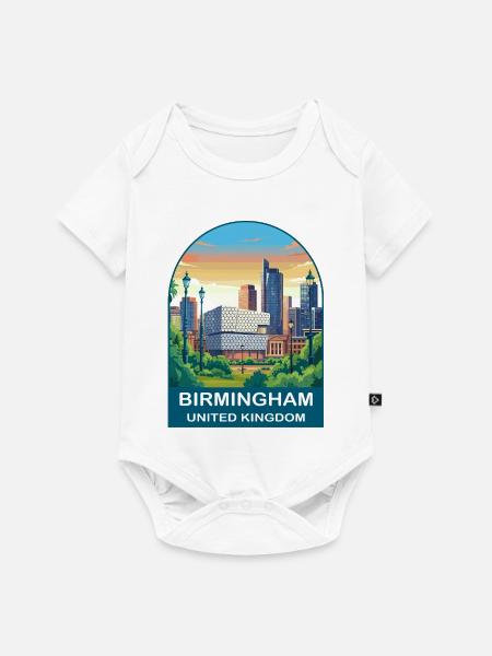 Birmingham Skyline UK Stadtillustration - Baby Premium Kurzarmbody - Weiß