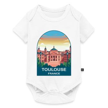 Toulouse France Pink City Vintage Travel Poster - Baby Premium short-sleeve bodysuit - white - Front
