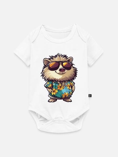 Igel Comic Urlaub - Baby Premium Kurzarmbody - Weiß