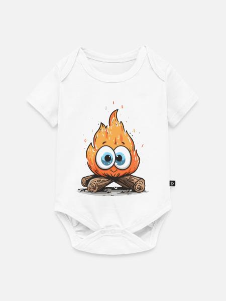 Lagerfeuerflamme mit Kulleraugen - Baby Premium Kurzarmbody - Weiß