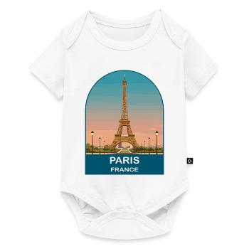 Paris France Affiche de voyage vintage de la Tour Eiffel - Body à manches courtes Premium Bébé - blanc - Devant