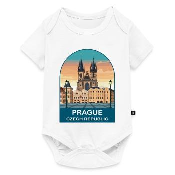Affiche vintage de Prague République tchèque - Body à manches courtes Premium Bébé - blanc - Devant