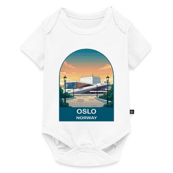 Oslo, Norwegen Vintage-Reiseplakat-Kunst - Baby Premium Kurzarmbody - Weiß - Vorne