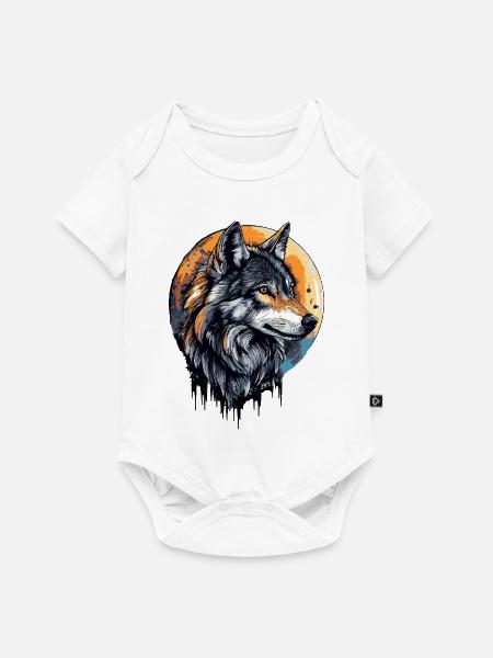 Wolf Mond - Baby Premium Kurzarmbody - Weiß