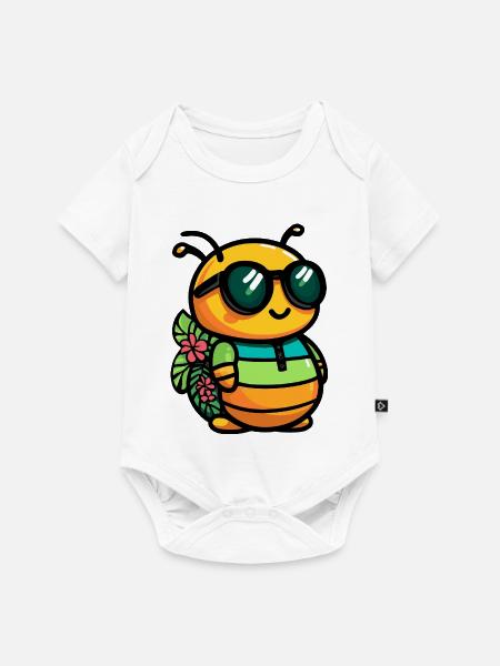Wurm Comic Urlaub - Baby Premium Kurzarmbody - Weiß