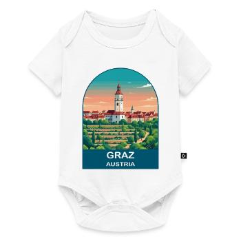 Graz Austria Vintage Travel Poster Art - Baby Premium short-sleeve bodysuit - white - Front