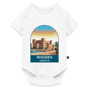 Rhodes Greece Vintage Travel Poster Art - Baby Premium short-sleeve bodysuit - white - Front