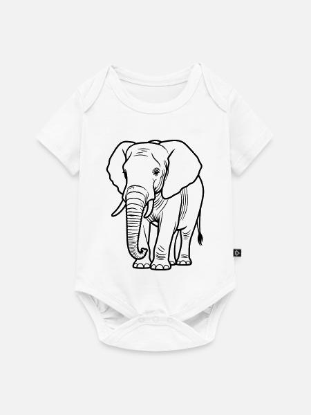 Elefant - Baby Premium Kurzarmbody - Weiß