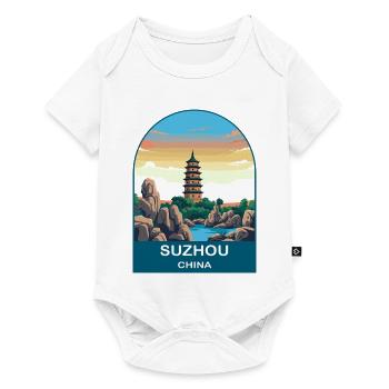 Suzhou China Classical Garden Vintage Travel Art - Baby Premium short-sleeve bodysuit - white - Front
