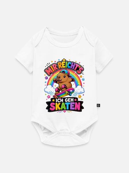 Skate Capybara Regenbogen - Baby Premium Kurzarmbody - Weiß