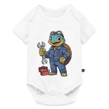 Turtle Mechanic Hero - Baby Premium short-sleeve bodysuit - white - Front