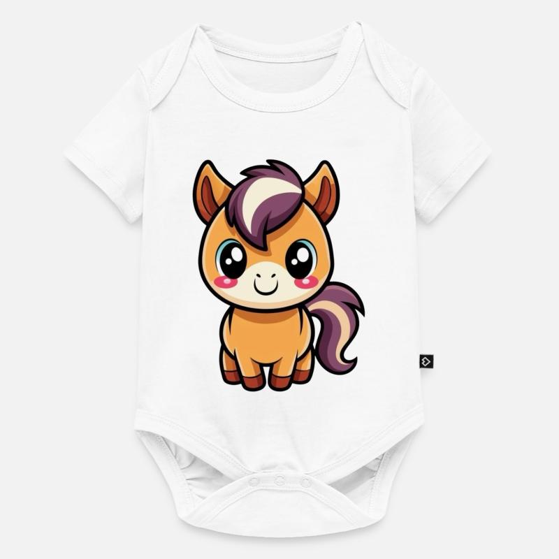Cute chibi bangs with purple mane - Baby Premium short-sleeve bodysuit - white